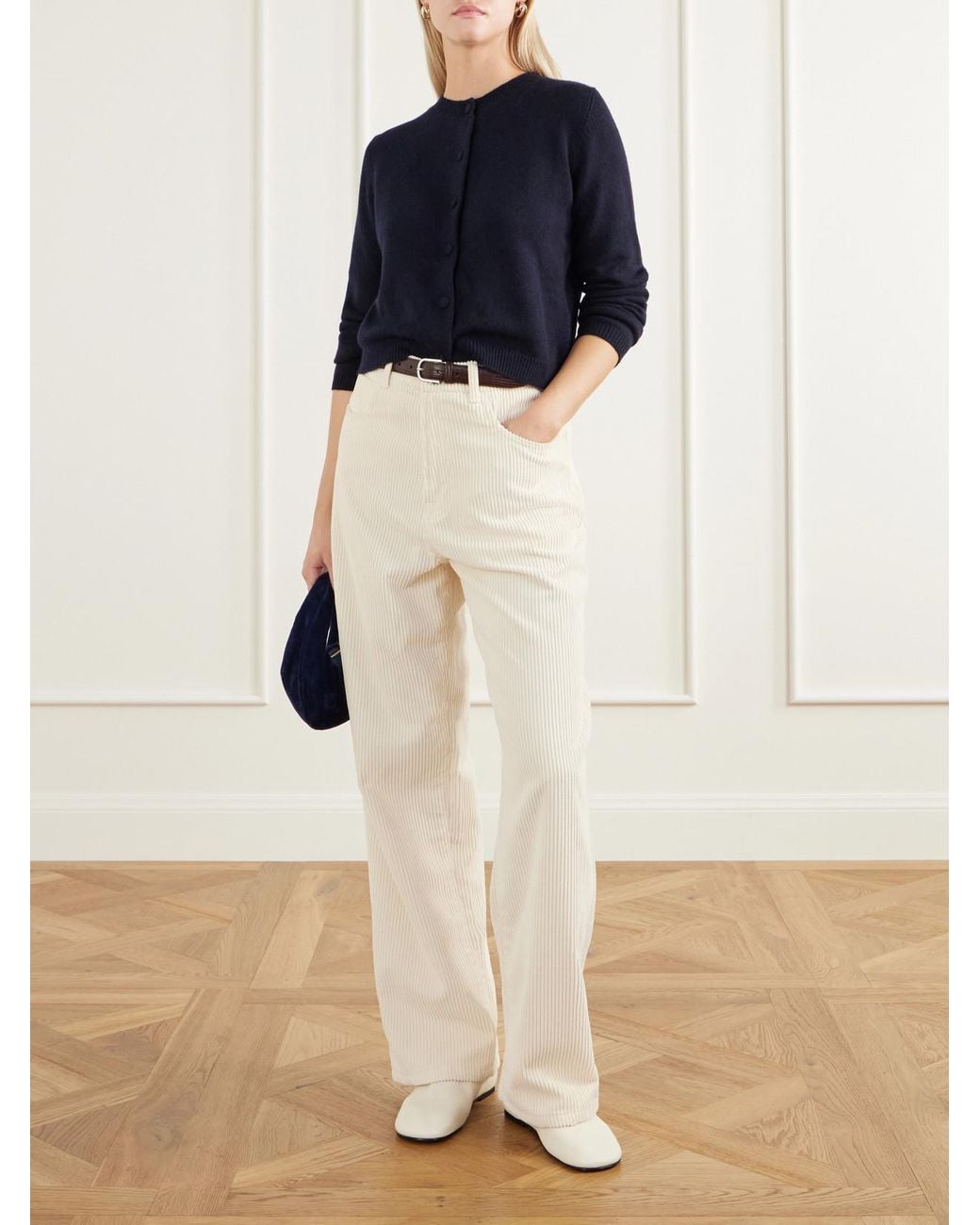 Allude Blue Cropped Cashmere Cardigan