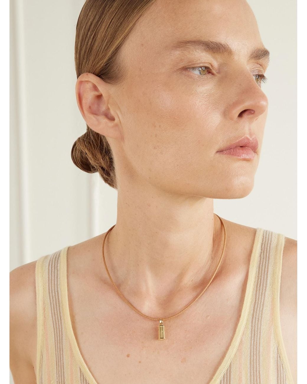 Marie Lichtenberg Natural Micro Weight 18-Karat And Leather Necklace