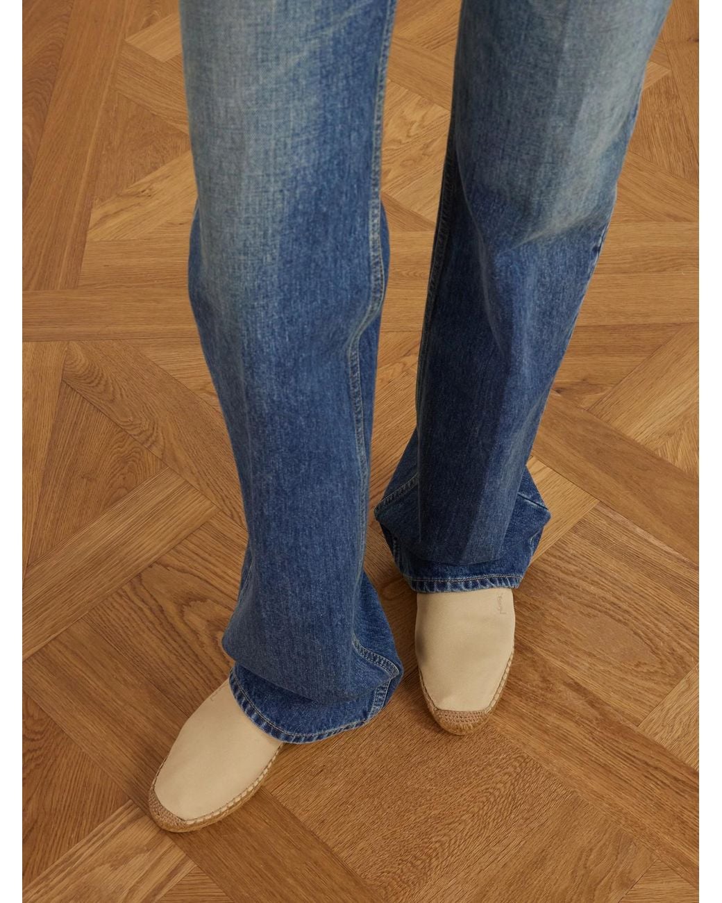 Saint Laurent Natural Embroidered Canvas Espadrilles