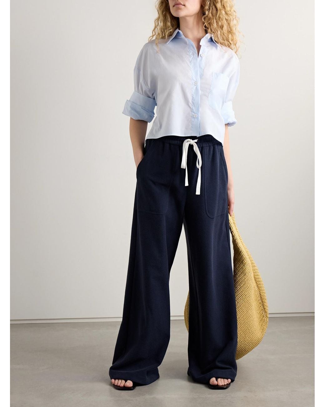 Twp Blue Next Ex Cropped Cotton-Poplin Shirt