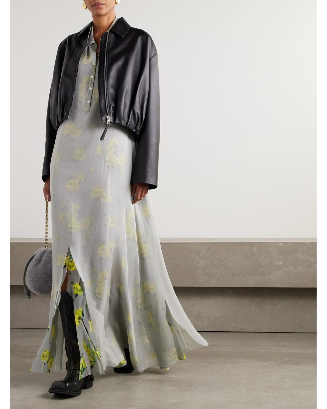 Loewe Black Gathered Leather Jacket