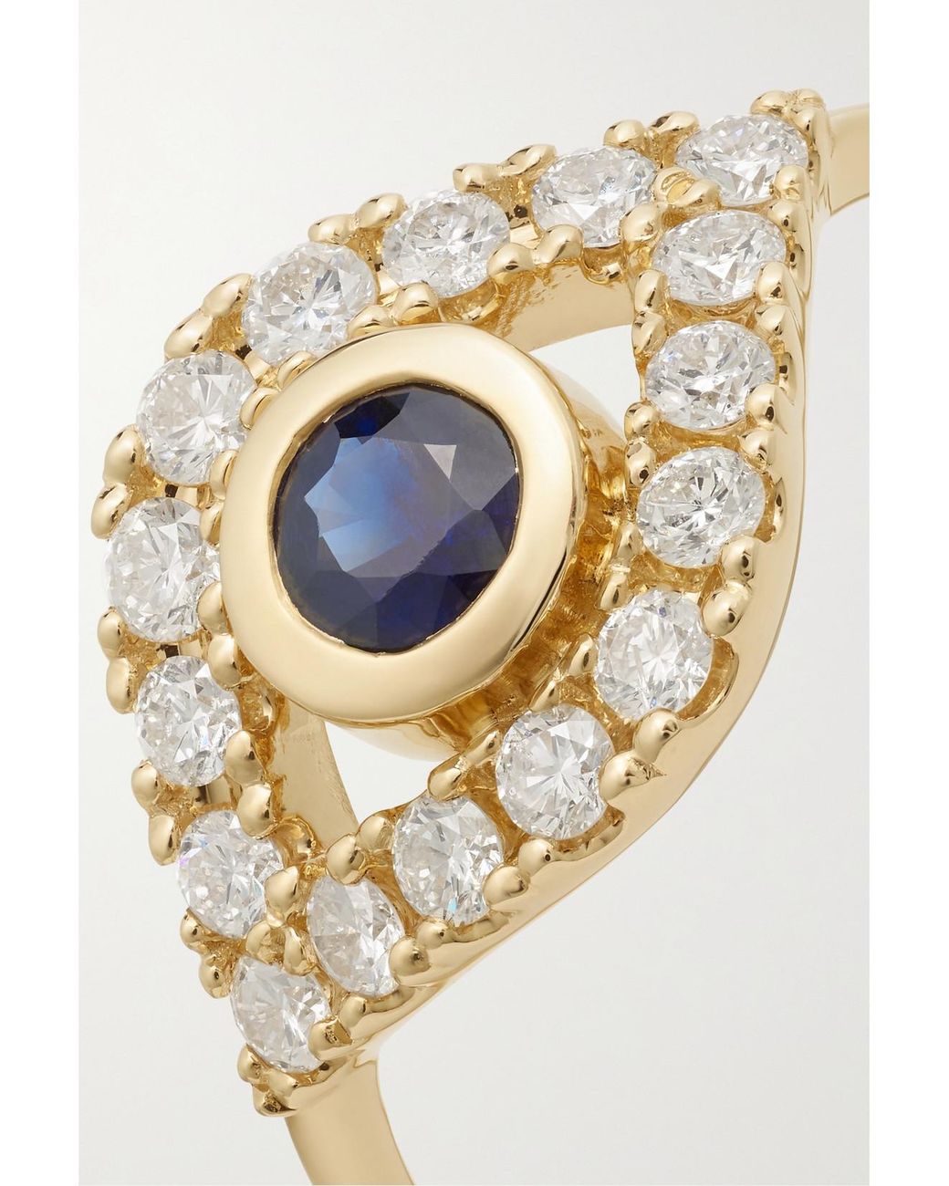 Sydney Evan Metallic Large Evil Eye 14-Karat, Sapphire And Diamond Ring