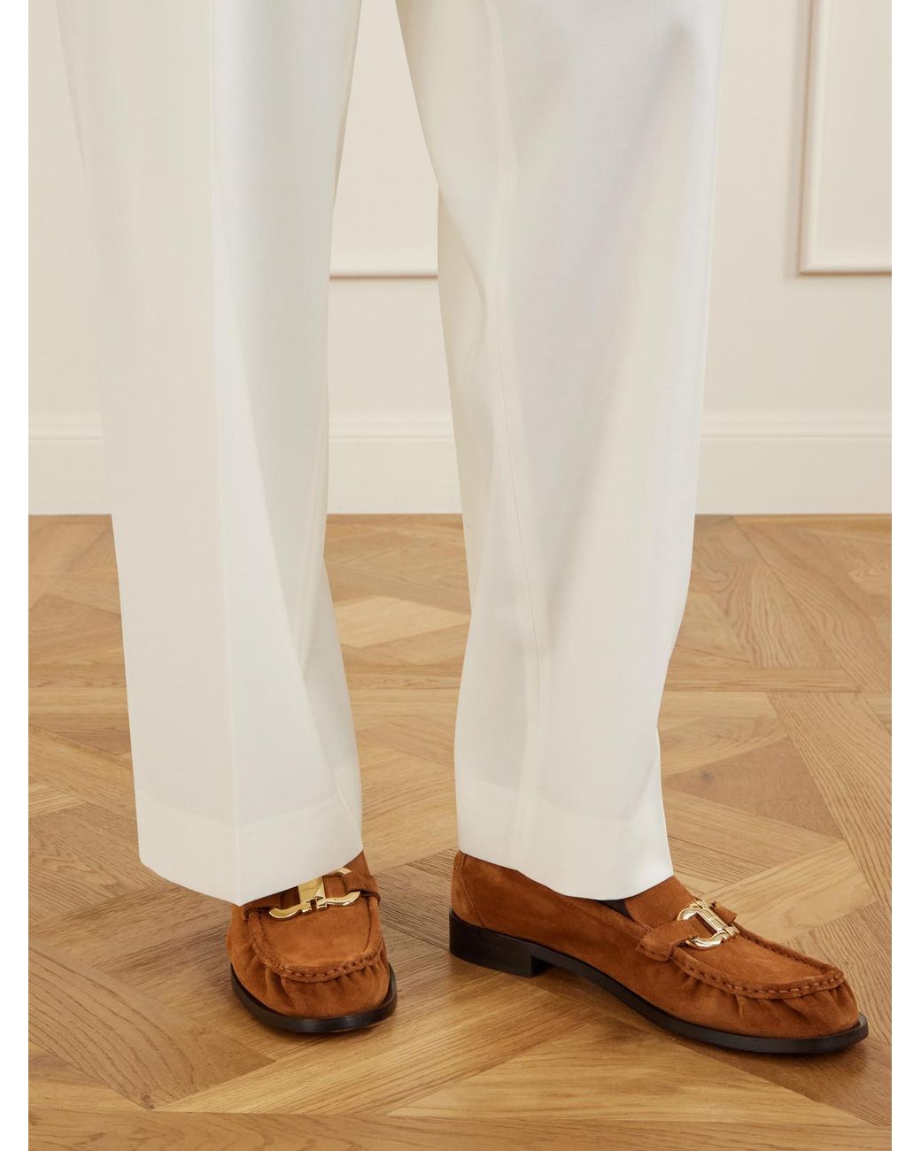 Ferragamo Brown Maryan Suede Loafers