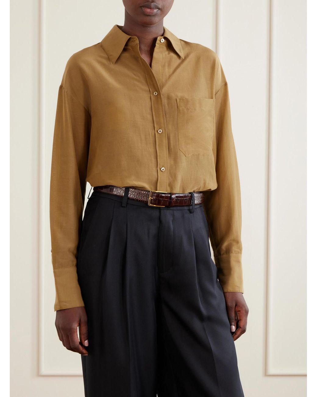 Andersons Brown Croc-Effect Leather Belt