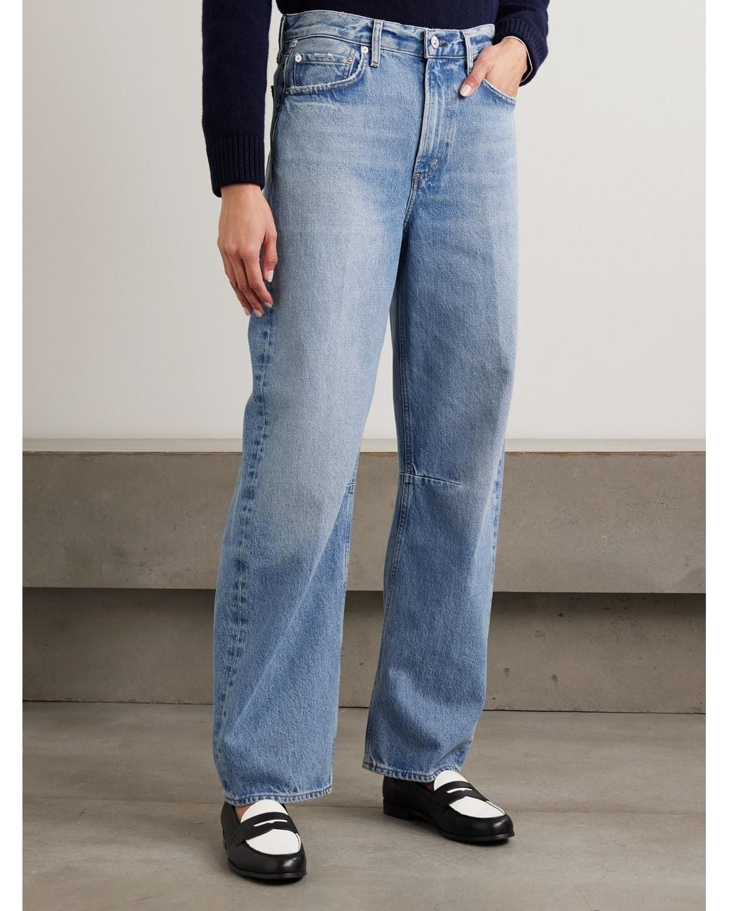 Citizens of Humanity Blue Miro Long Mid-Rise Barrel-Leg Jeans
