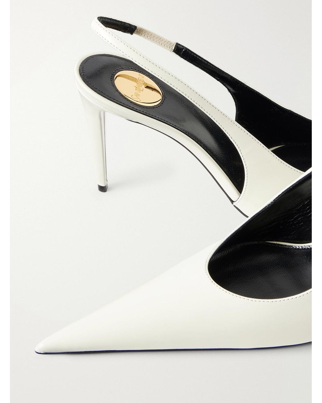 Saint Laurent White Guermantes Leather Slingback Pumps