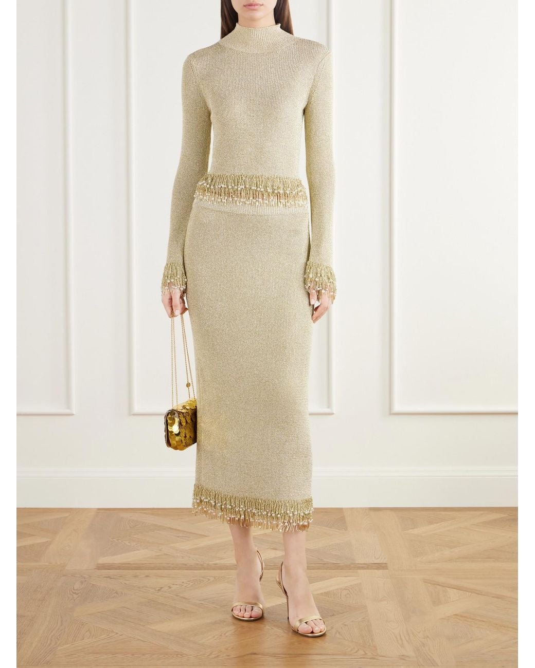 Jonathan Simkhai Natural Tali Bead-Embellished Bouclé Top