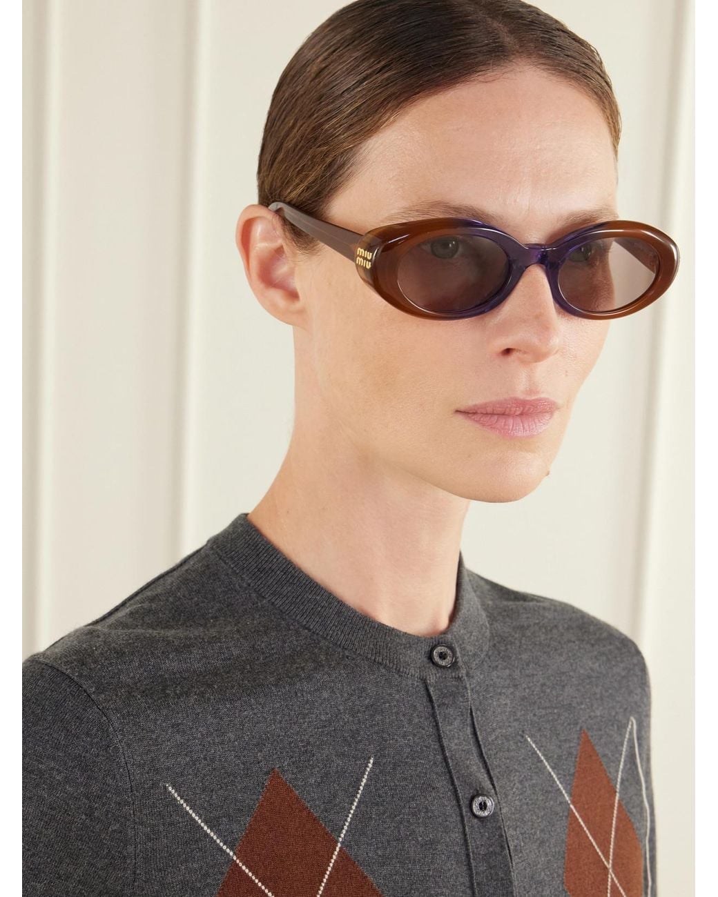 Miu Miu Multicolor Round-Frame Acetate Sunglasses