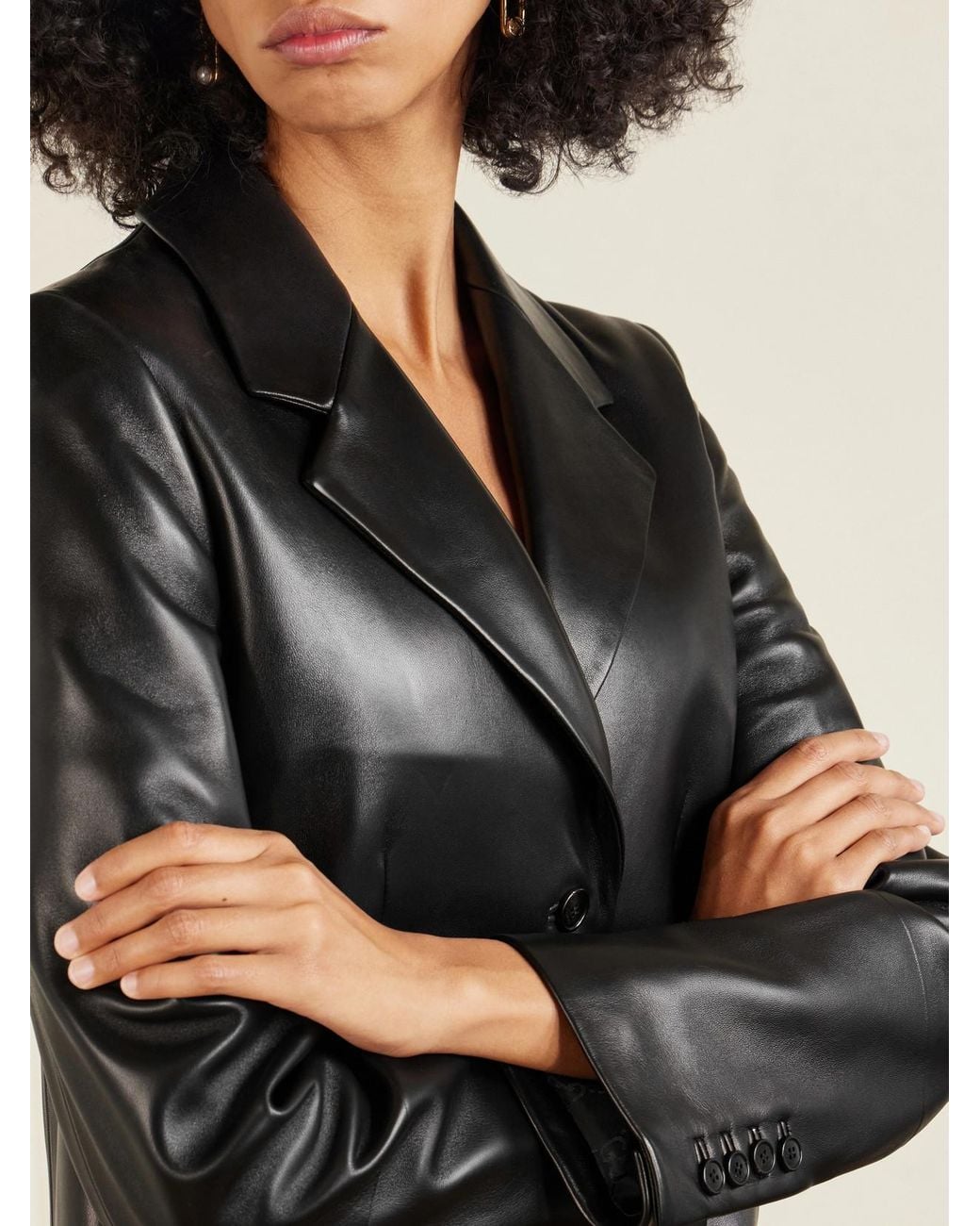 Gucci Black Leather Blazer