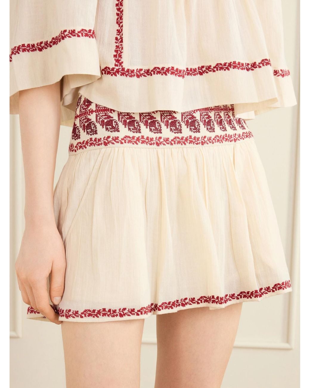 Isabel Marant Pink Picadilia Embroidered Organic Cotton Mini Skirt
