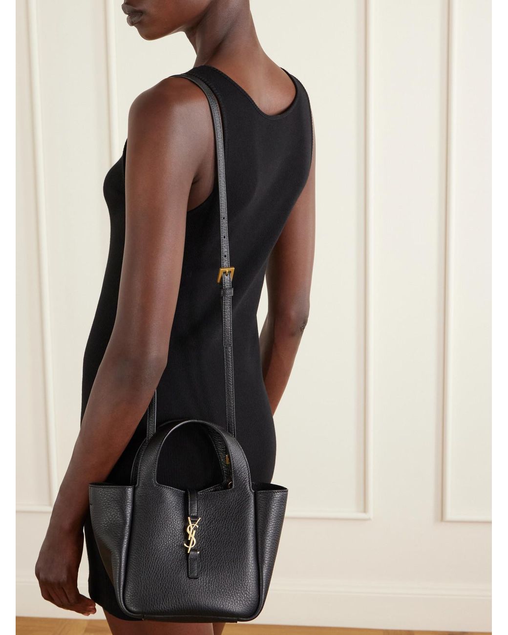 Saint Laurent Black Le 5 À 7 Bea Baby Leather Top-Handle Bag