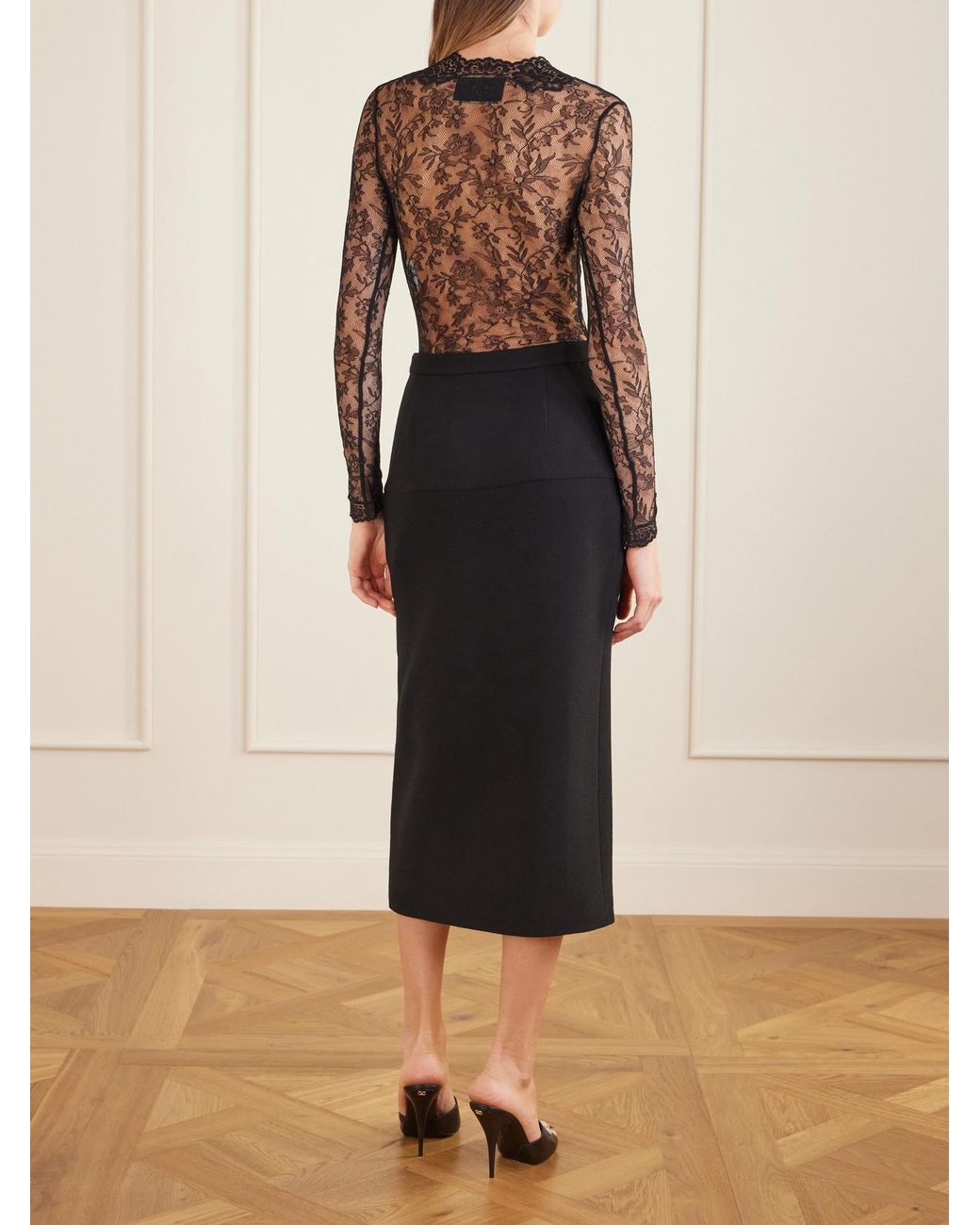Valentino Garavani Black Stretch-Lace Bodysuit