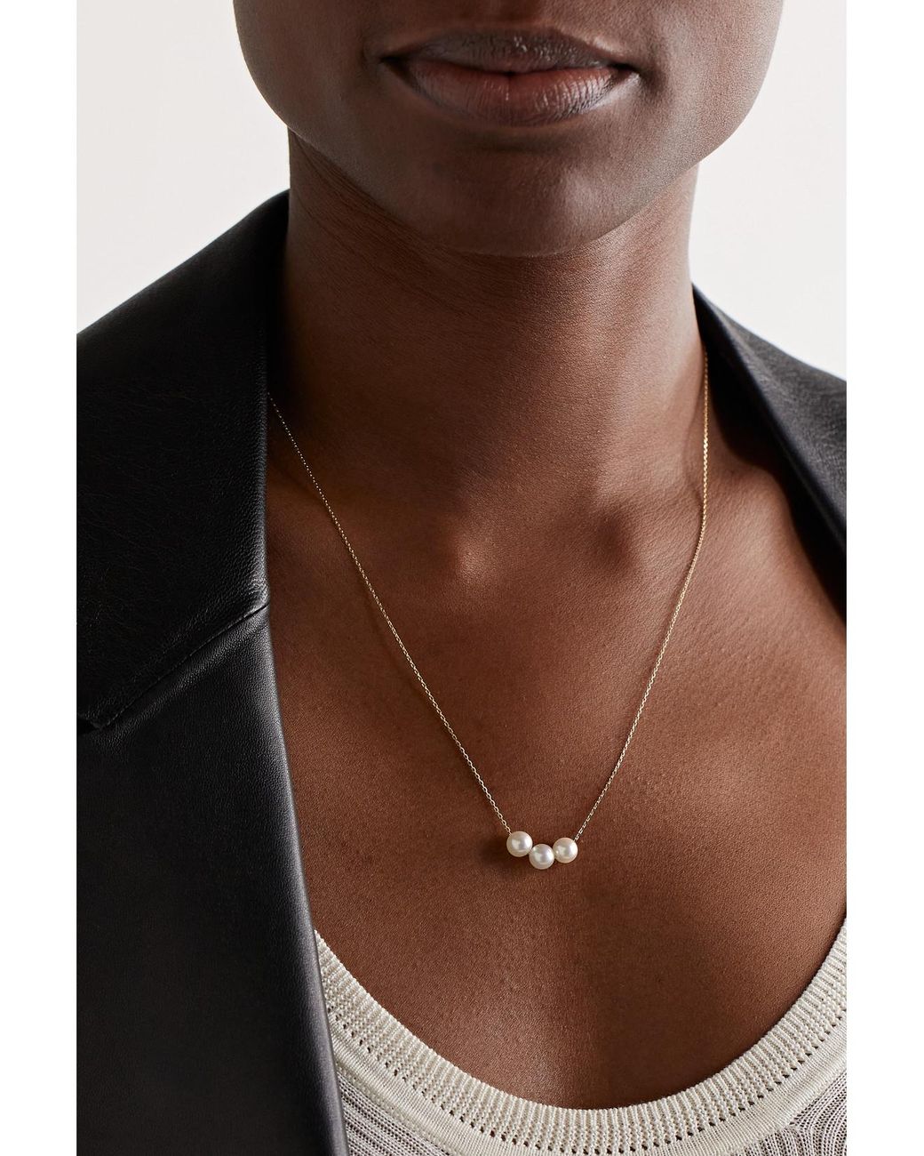 Mizuki Natural 14-Karat Pearl Necklace