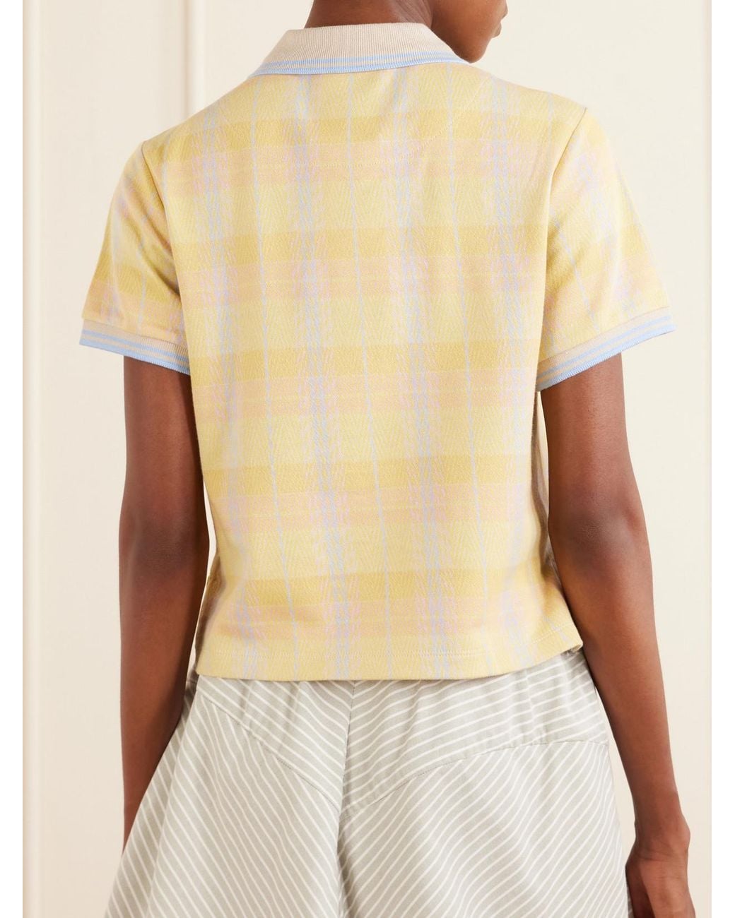 Vivienne Westwood Natural Logo-Embroidered Checked Cotton-Piqué Polo Shirt