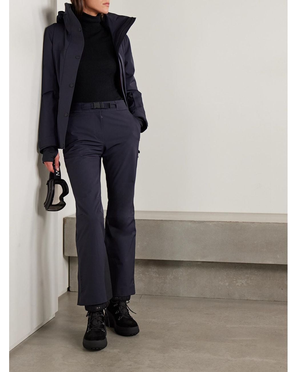 Moncler Blue Belted Shell Flared Ski Pants