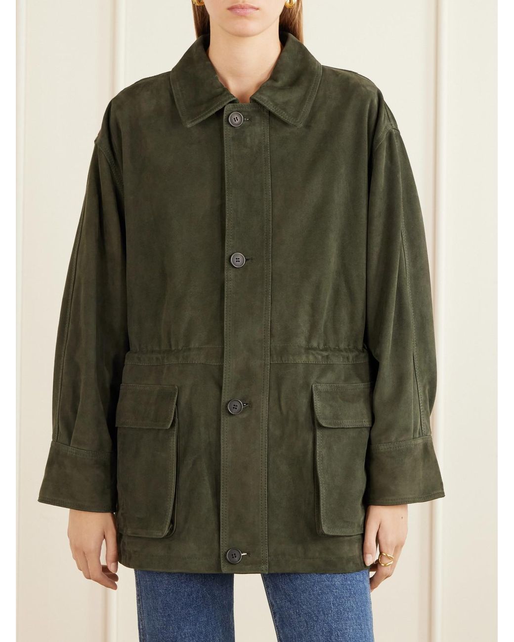 Arma Green Maeve Paneled Suede Jacket