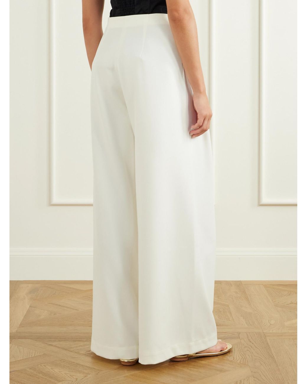 ANDRES OTALORA White Pleated Drill Wide-Leg Pants