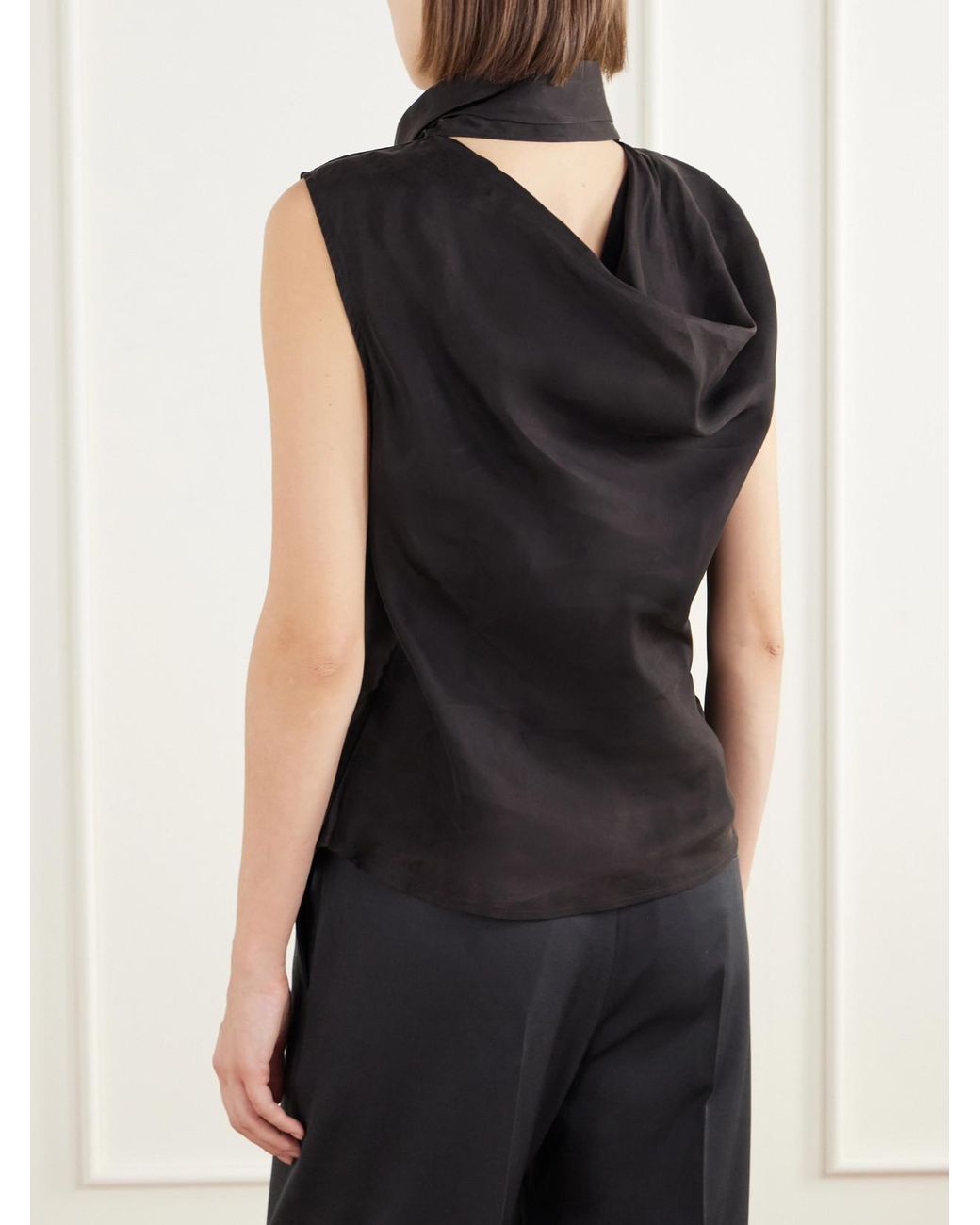 Our Legacy Black Virtous Scarf-Detailed Draped Crepe Top