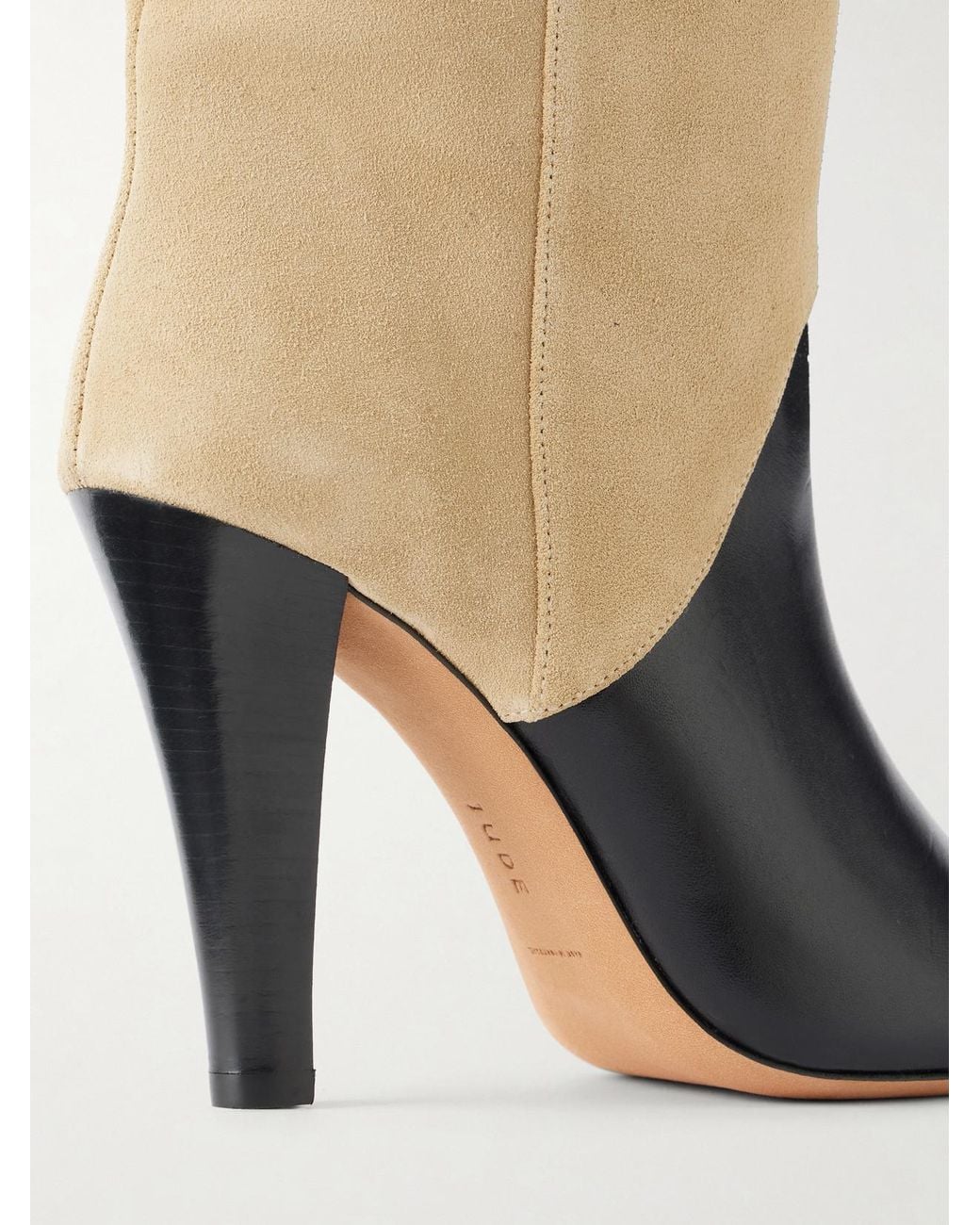 Jude White Edita 100 Two-Tone Leather And Suede Knee Boots