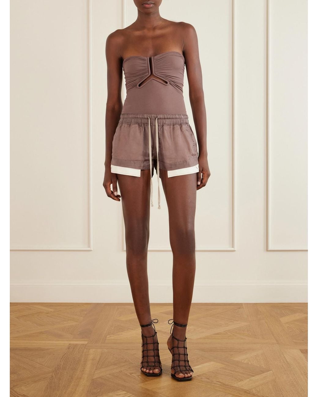 Rick Owens Pink Tower Fog Shell Shorts