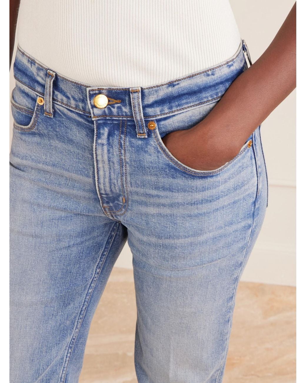 Jamie Haller Blue Wide-Leg Mid-Rise Jeans