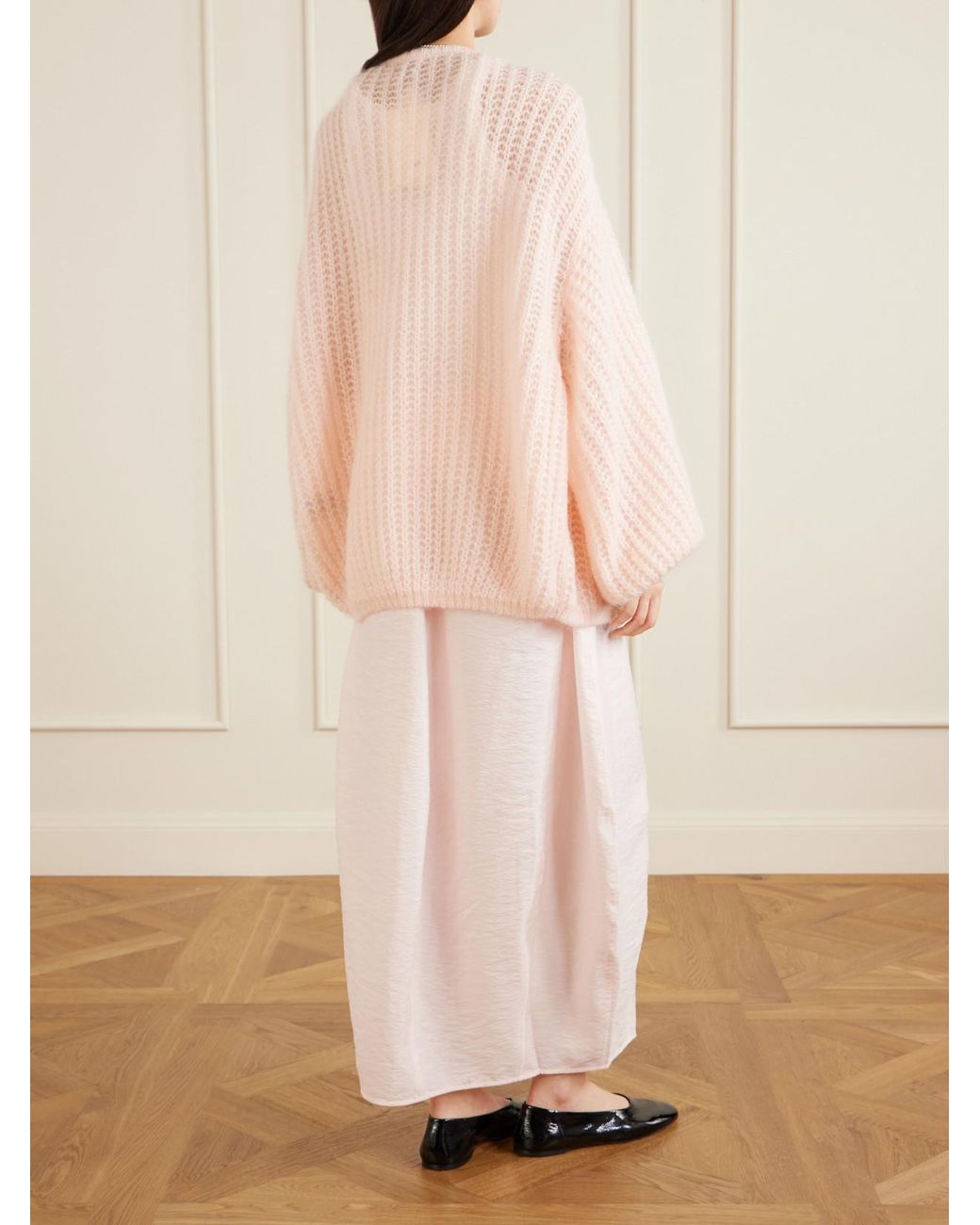 Totême  Pink Open-Knit Mohair-Blend Cardigan