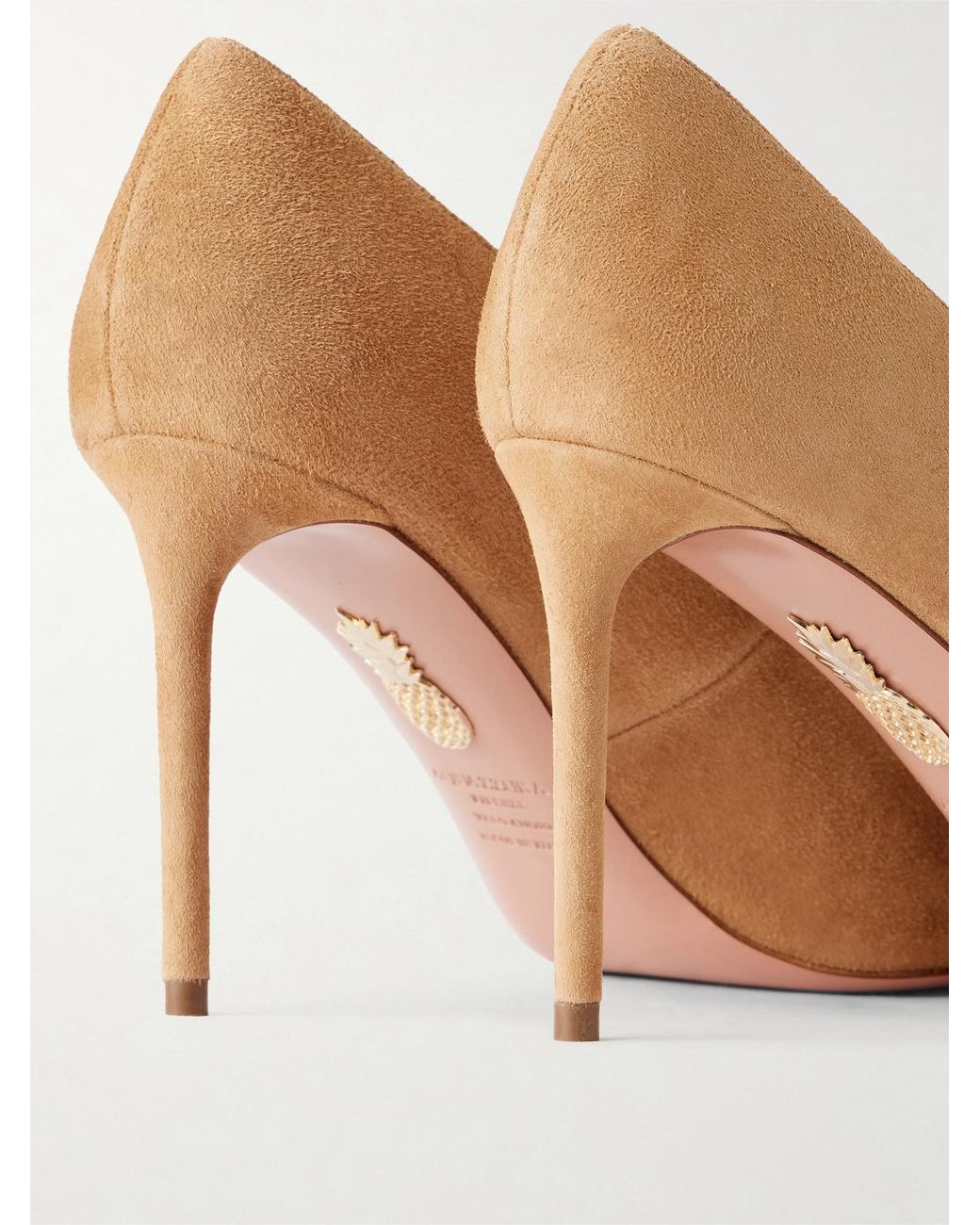 Aquazzura White Purist 85 Suede Pumps