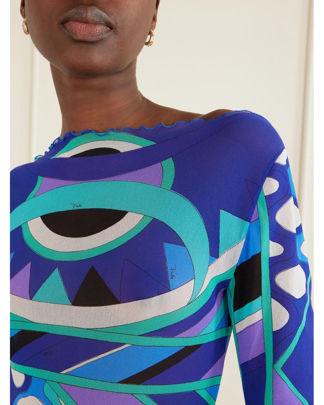 Emilio Pucci Blue Printed Tulle Maxi Dress