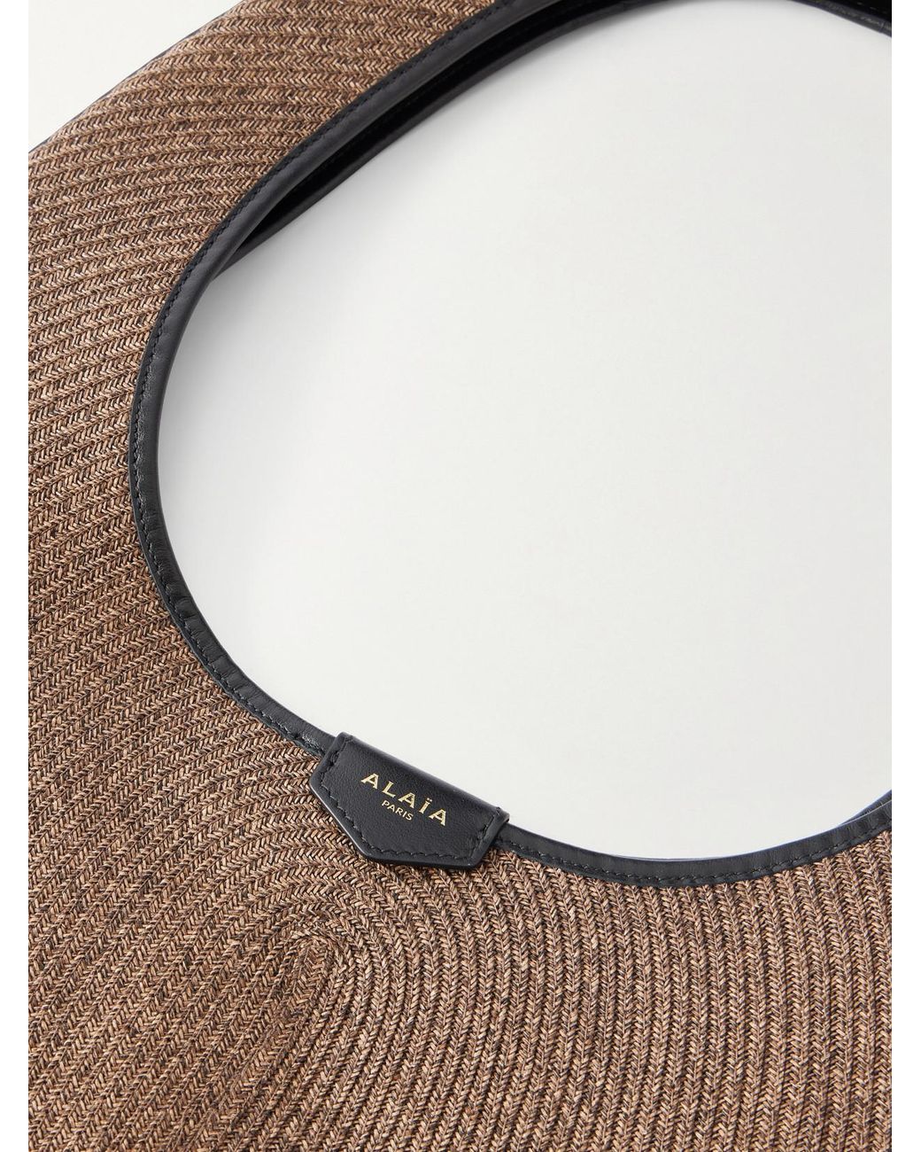Alaïa Natural Leather-Trimmed Paper Straw Shoulder Bag