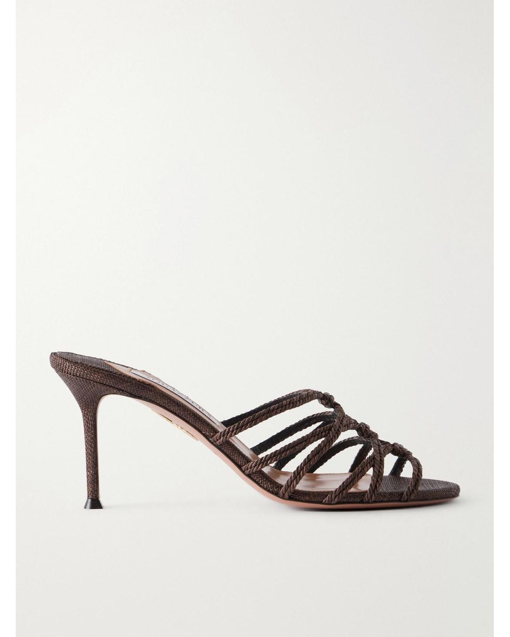 Aquazzura Natural Luna Rope 75 Raffia-Trimmed Cord Mules