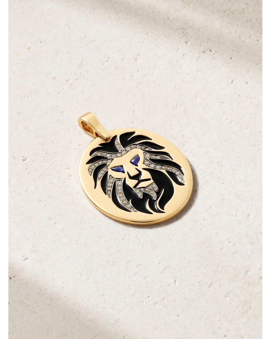 Diane Kordas Natural Lion 18-Karat, Diamond, Sapphire And Enamel Pendant