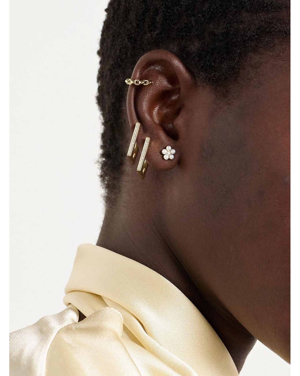 Mizuki Natural 14-Karat, Pearl And Diamond Earrings