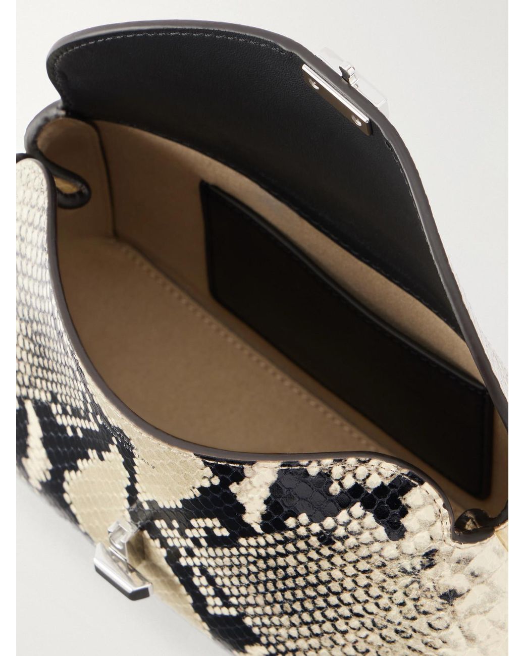 Totême Natural T-Lock Mini Snake-Effect Leather Clutch