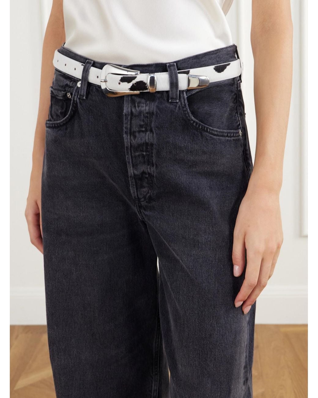 DEHANCHE Metallic Colette Calf Hair Belt