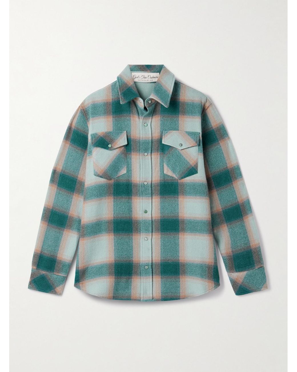 God's True Cashmere Blue Checked Cashmere Shirt
