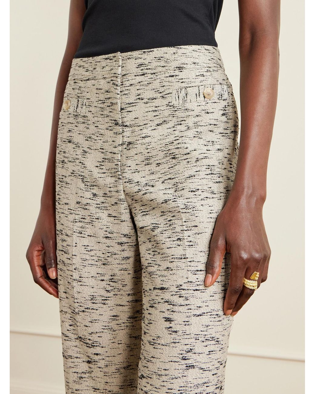 Ulla Johnson White Blanca Tweed Straight-Leg Pants