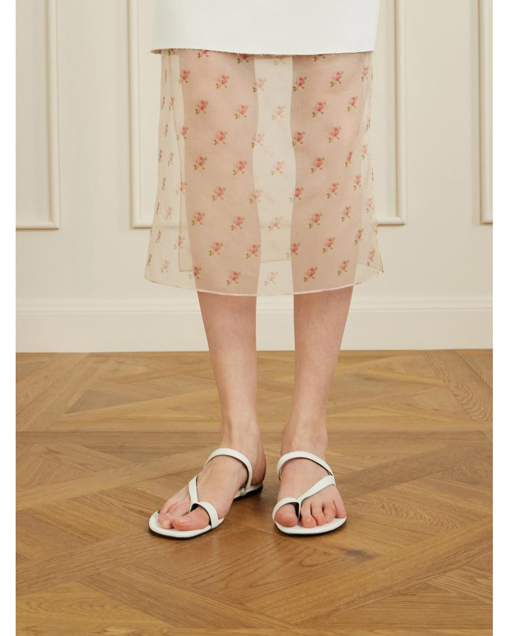 Khaite White Aimee Leather Sandals