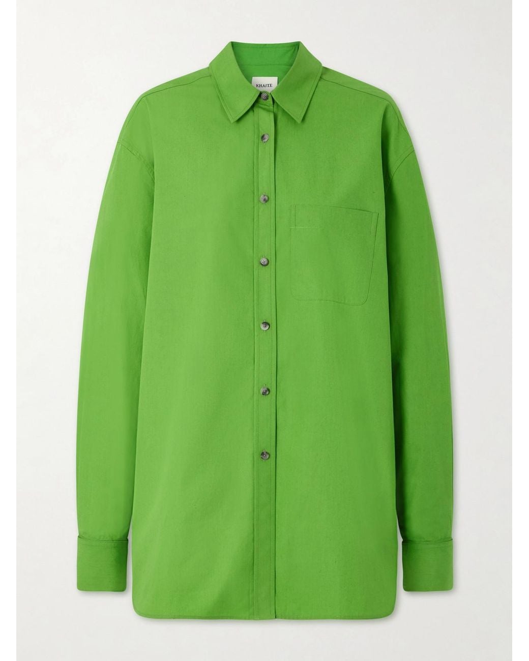 Khaite Green Newton Cotton-Poplin Shirt