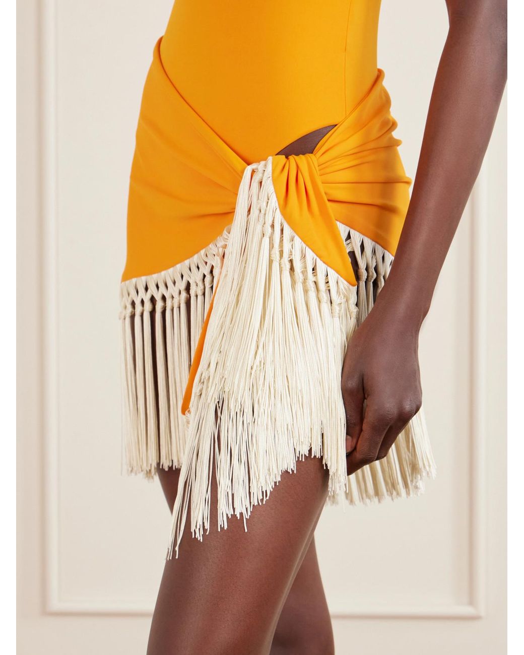 ‎Taller Marmo Orange Mini Lido Swimsuit And Fringed Pareo Set