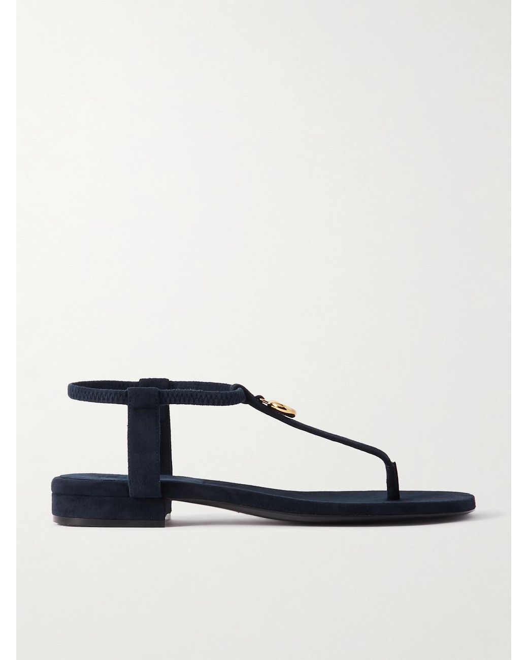 Loro Piana Blue Mindil Embellished Suede Sandals