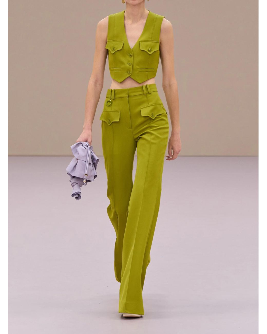 Zimmermann Green Luna Twill Wide-Leg Pants