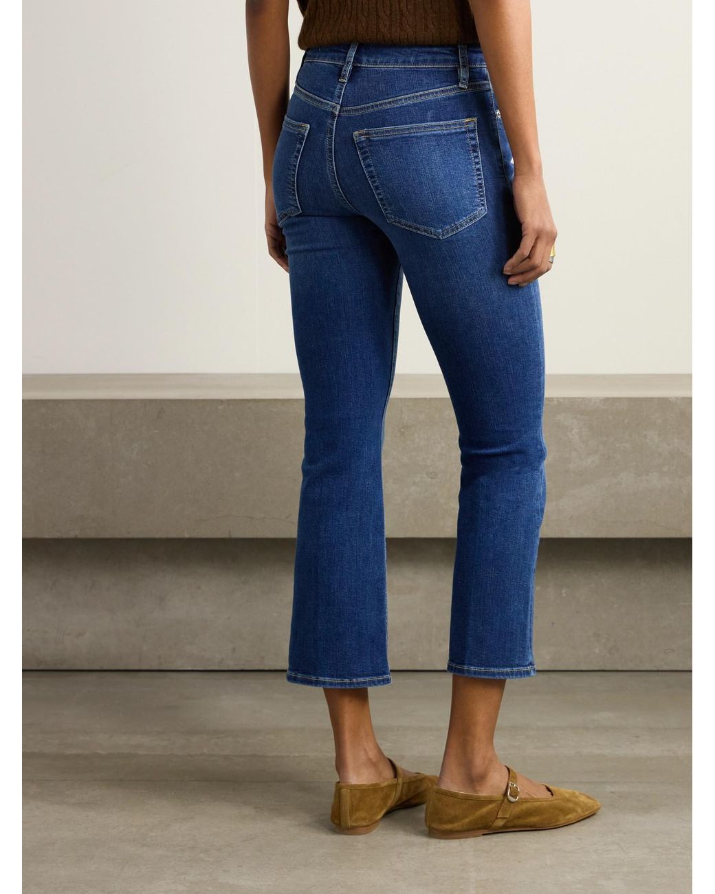 FRAME Blue The Reboot Crop High-Rise Tapered Jeans