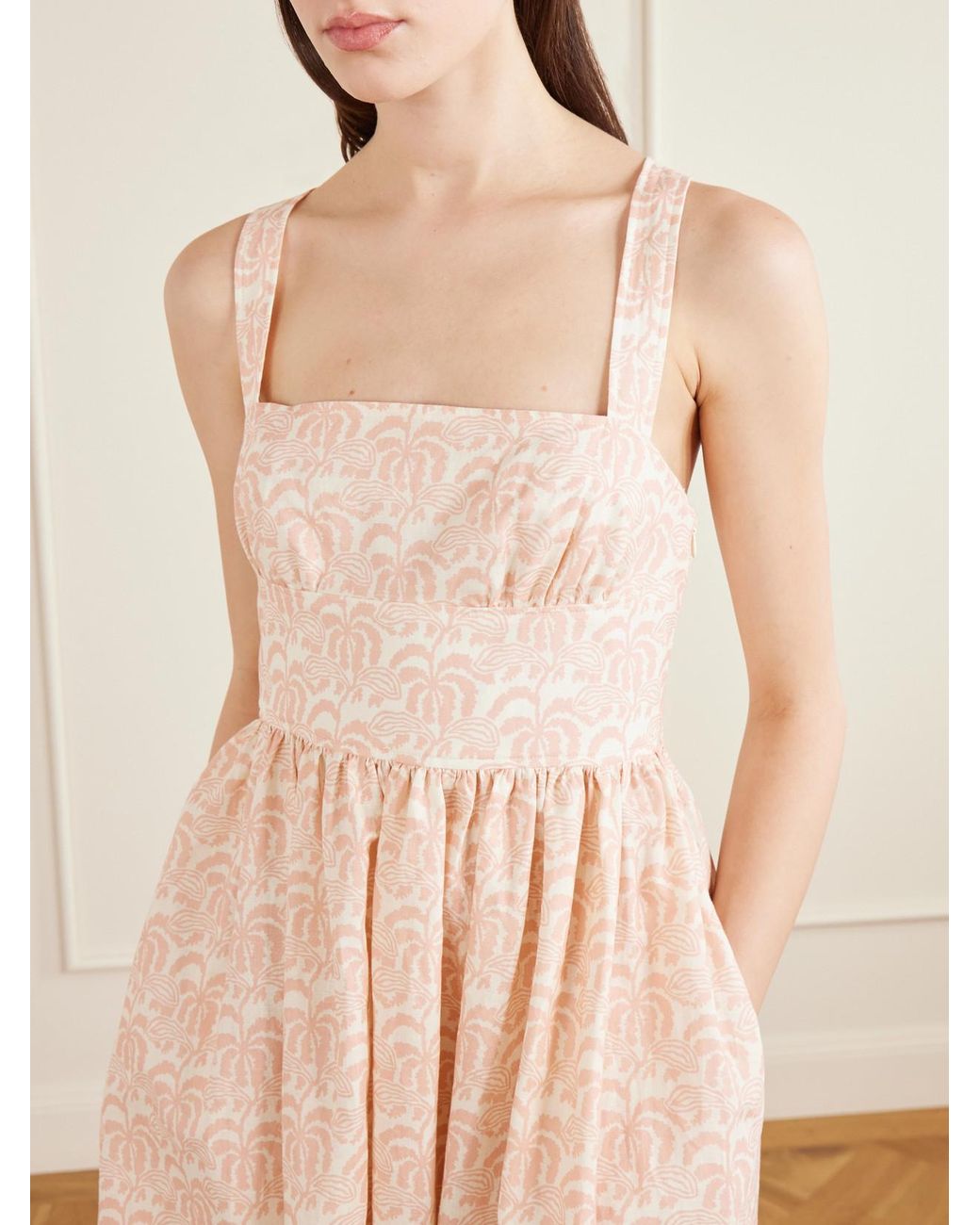 Matteau Pink Crossback Linen-Blended Maxi Dress