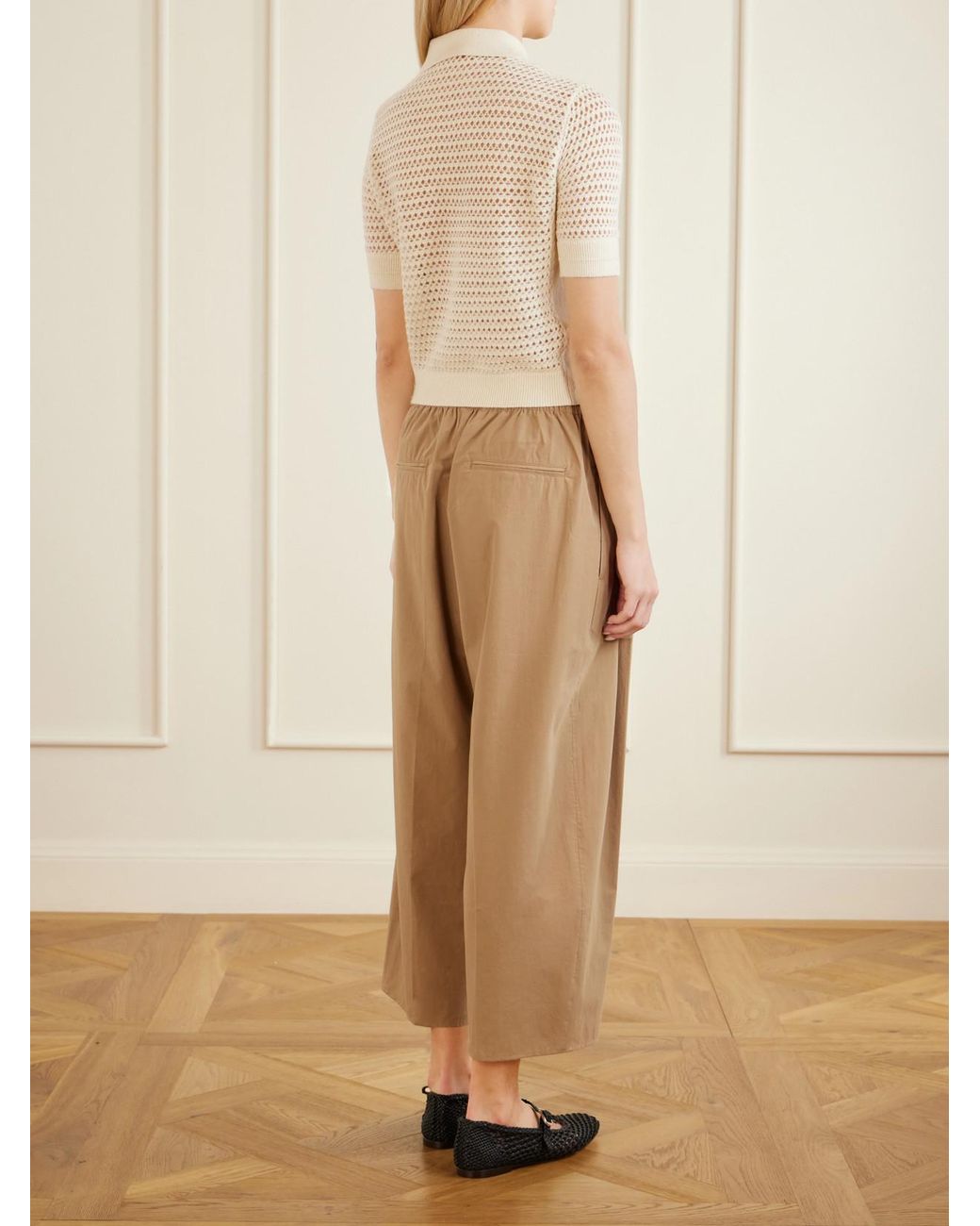 Maria McManus Natural Cashmere And Cotton-Blend Crocheted Polo Shirt