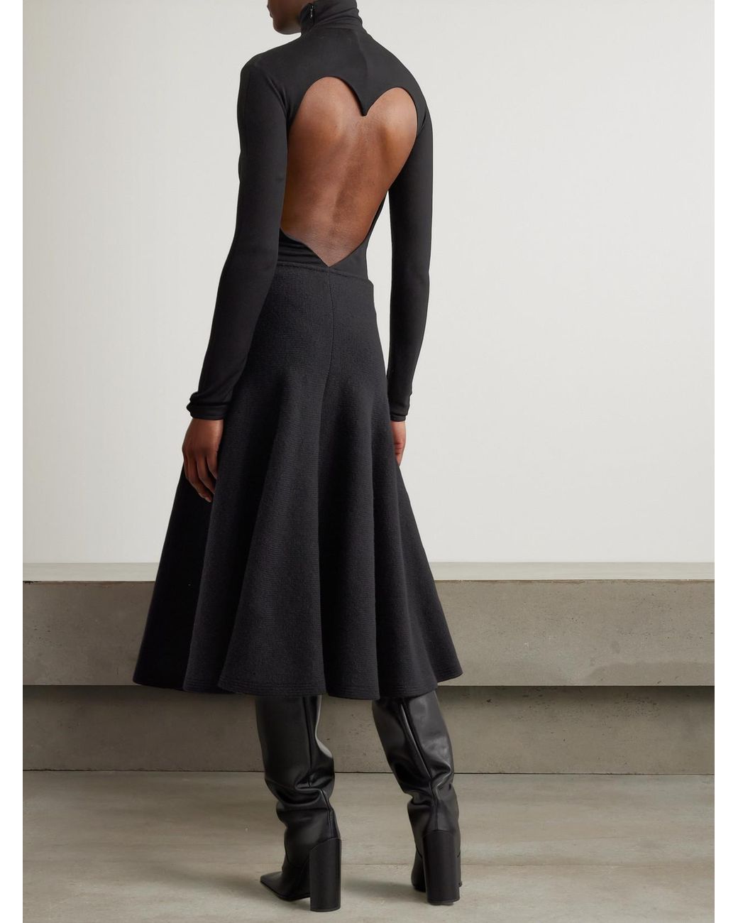 Alaïa Black Open-Back Jersey Turtleneck Bodysuit