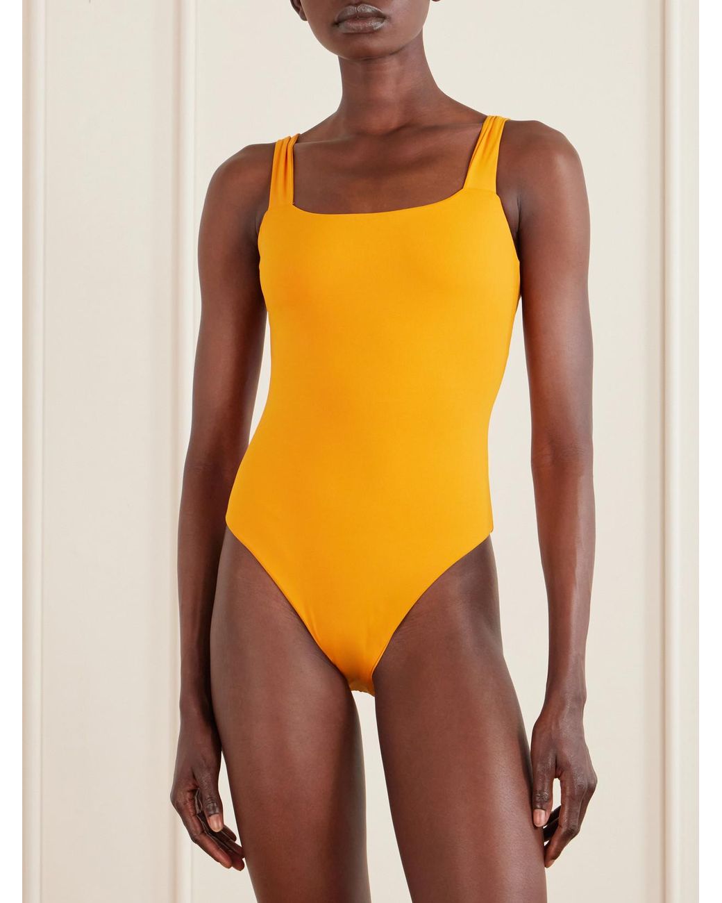 ‎Taller Marmo Orange Mini Lido Swimsuit And Fringed Pareo Set