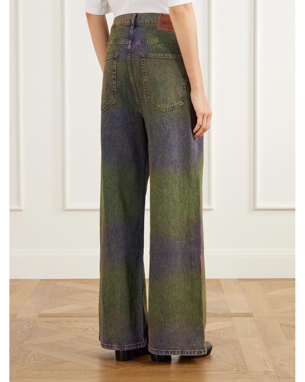 Sanderlak Green Ombré Mid-Rise Wide-Leg Jeans