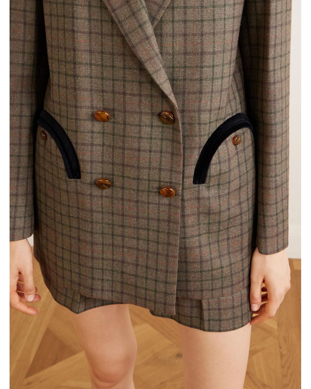 Blazé Milano Green Everyday Checked Wool And Cashmere-Blend Jacket