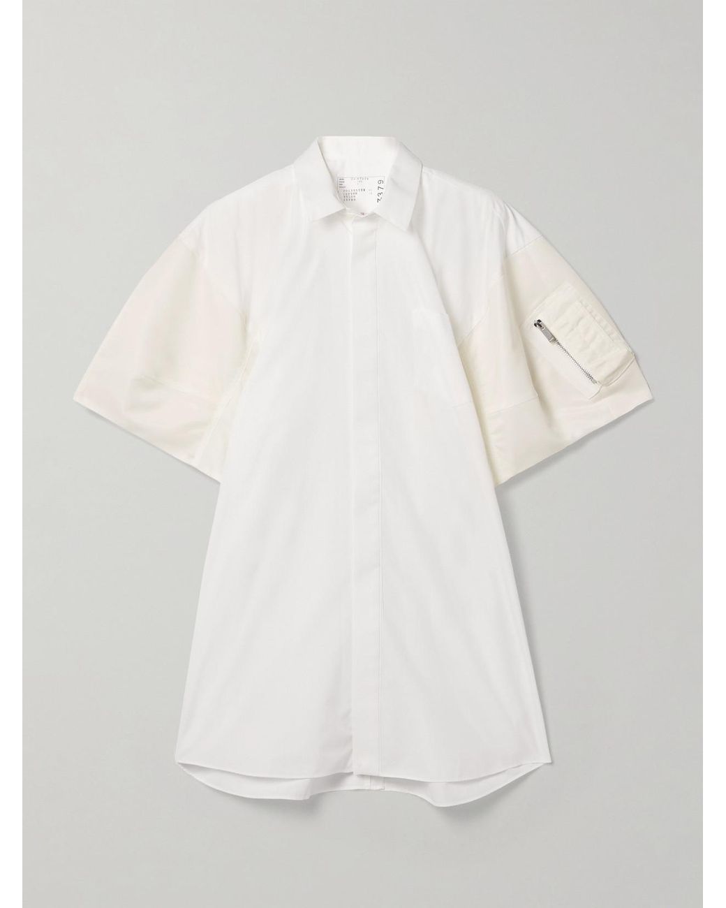 Sacai Shell-Trimmed Poplin Mini Shirt Dress in White | Lyst