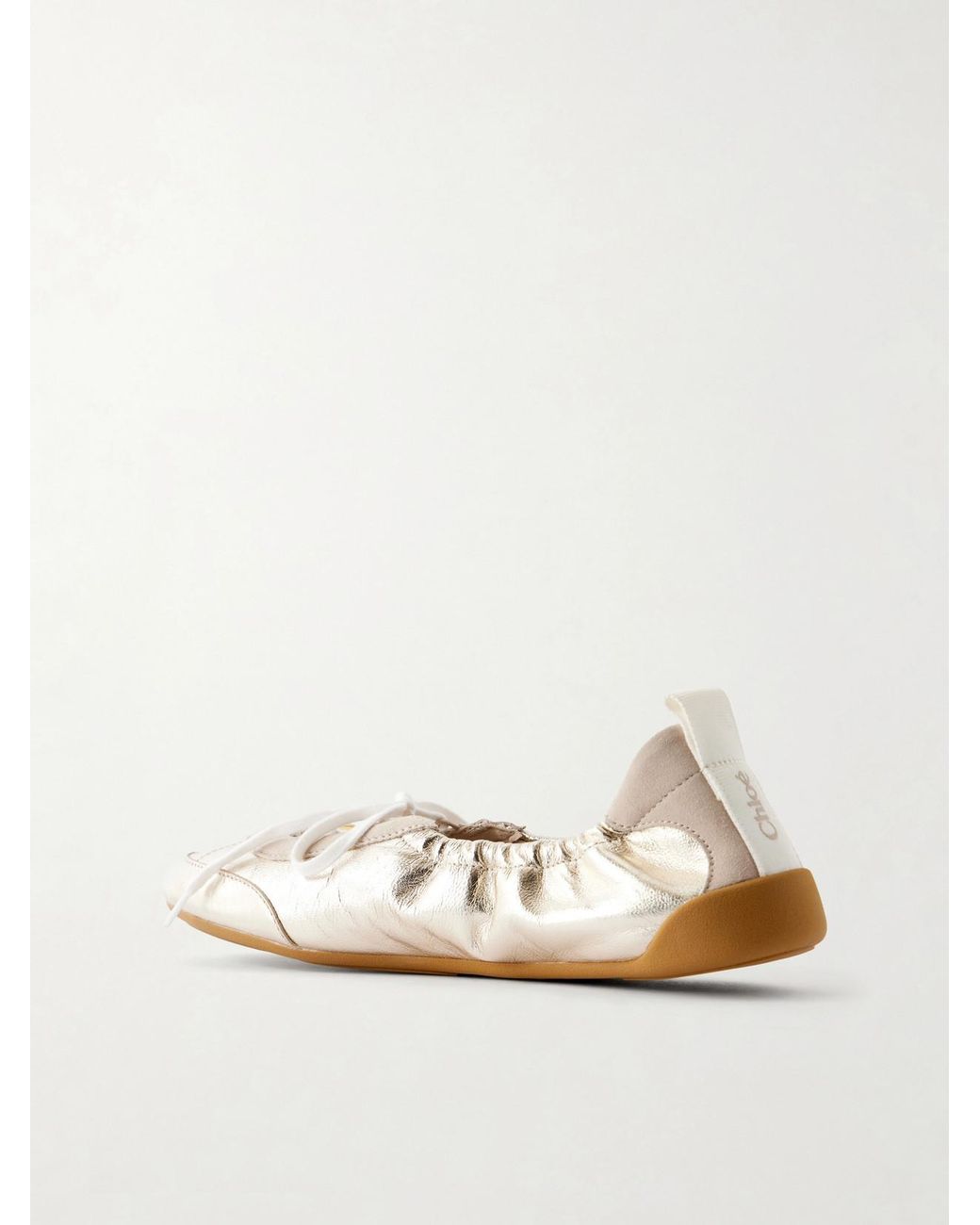 Chloé Natural Kick Metallic Leather Sneakers
